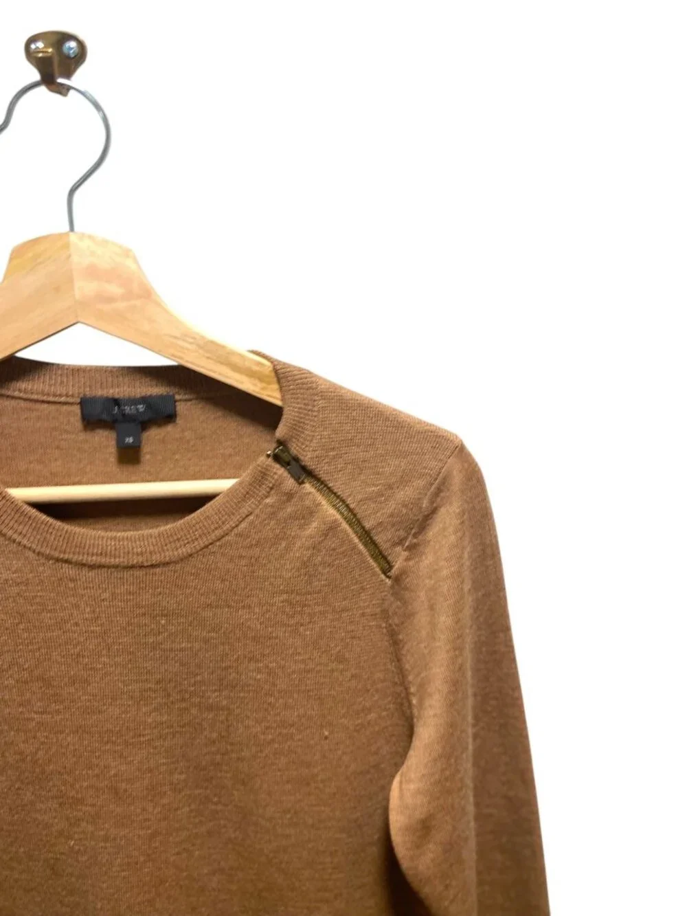J.Crew 100% Merino Wool Zip Accent Sweater Beige Size XS Neutral Preppy Coastal